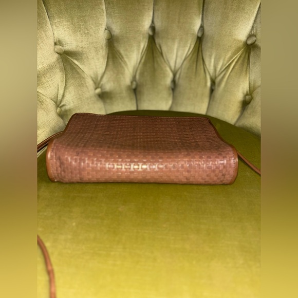 FENDI Shoulder Bag Intre Braided Leather Brown Authentic - Picture 10 of 11